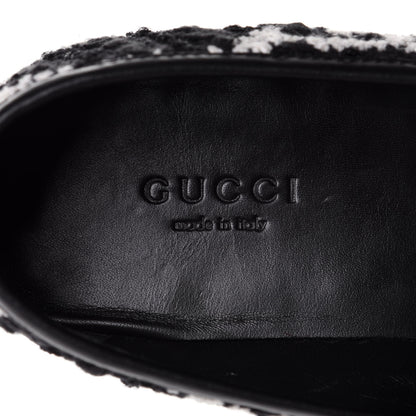 Gucci Tweed GG Monogram Horsebit Womens Jordaan Loafers 35.5 Black Natural 9 of 11