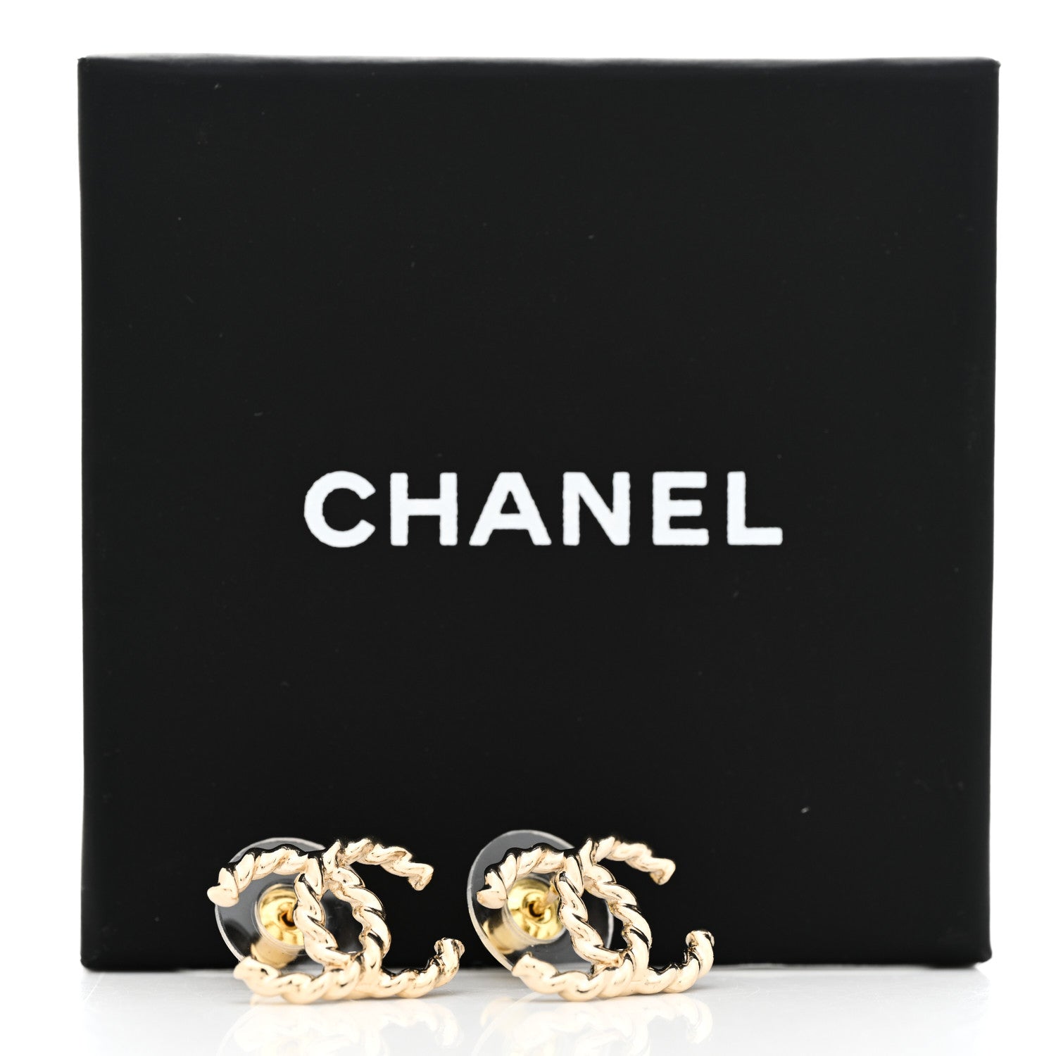 Chanel Twisted CC Earrings Light Gold 5 of 5