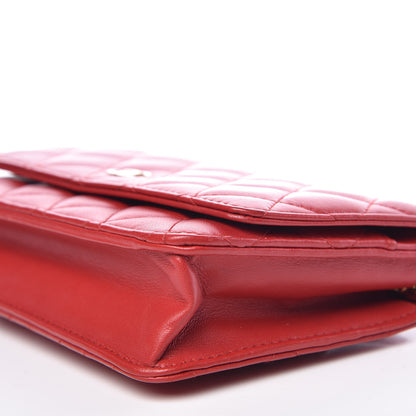 Chanel Lambskin Quilted Wallet On Chain WOC Red 6 of 11