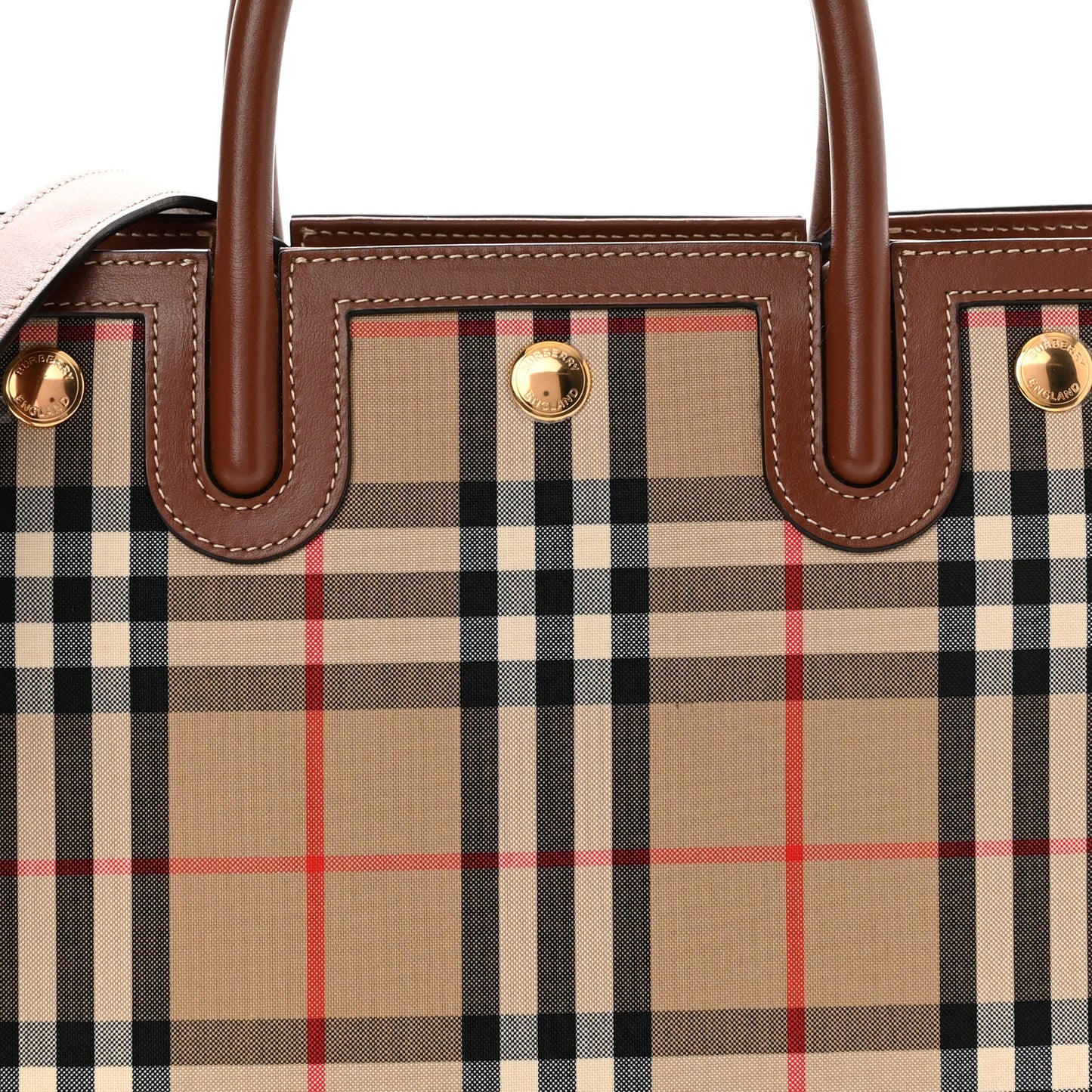 Calfskin Vintage Check Mini Two Handle Title Bag Archive Beige