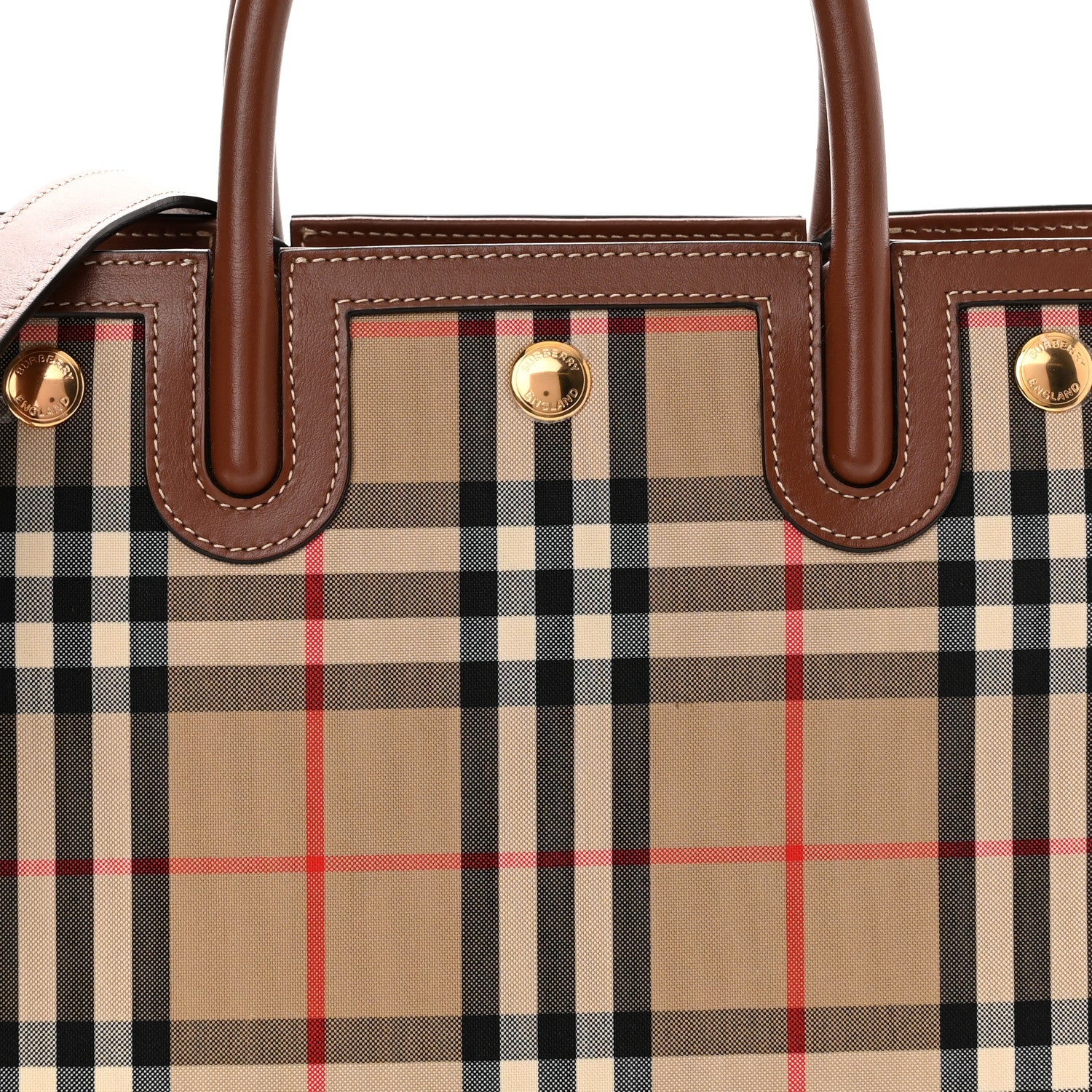 Burberry Calfskin Vintage Check Mini Two Handle Title Bag Archive Beige 8 of 11