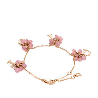 Christian Dior Beaded Logo Charm Bracelet Gold Pink 3 of 4