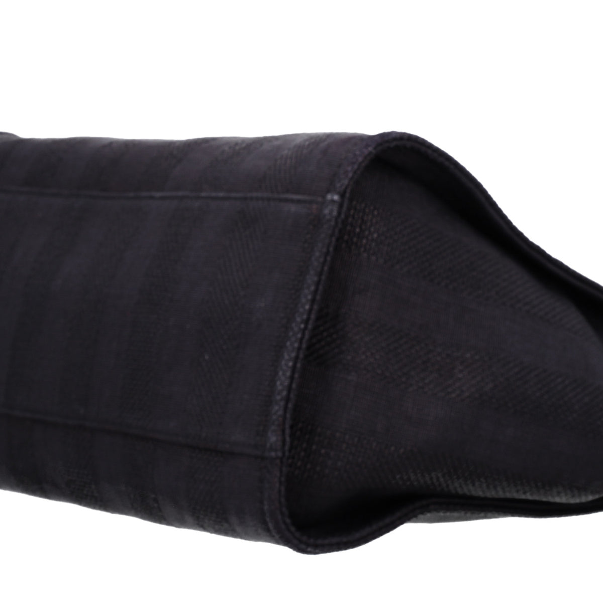 Mixed Fibers Calfskin Striped Medium Deauville Tote Black