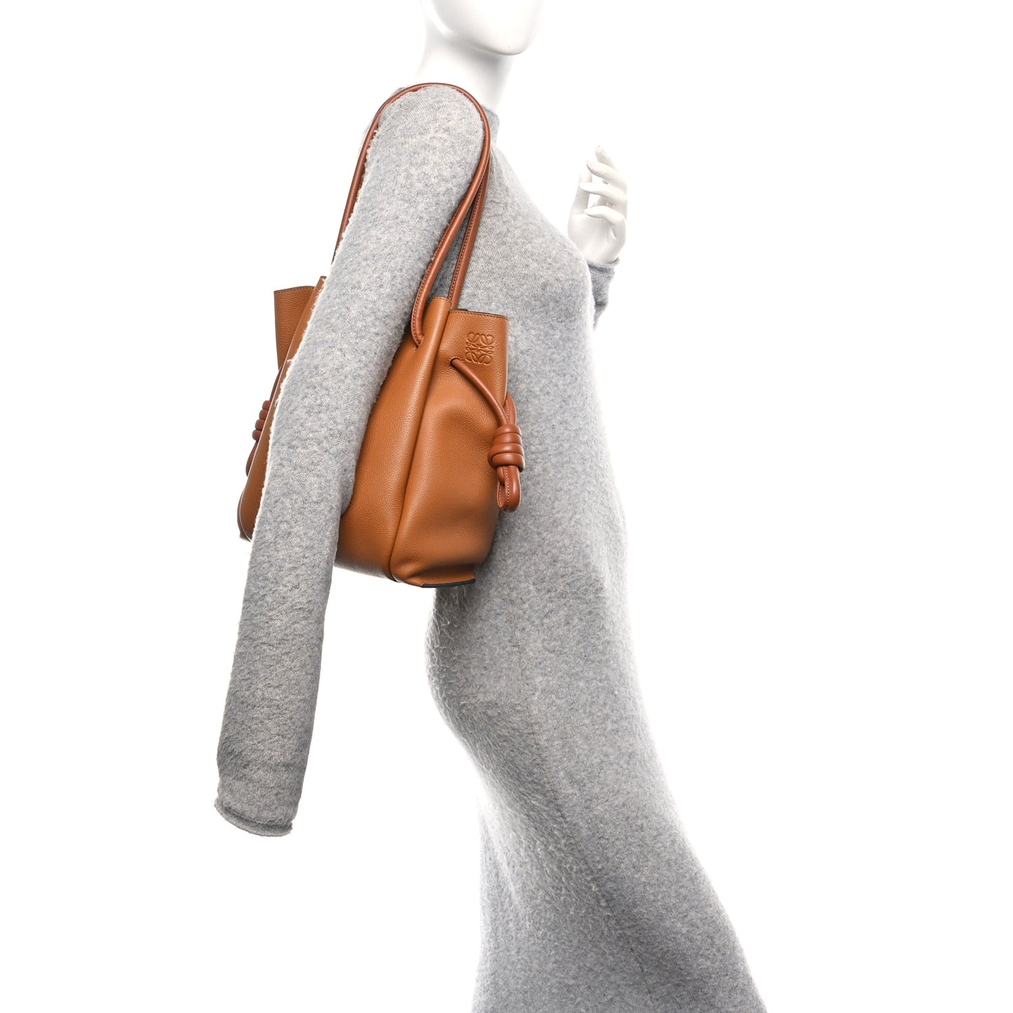 Calfskin Small Flamenco Knot Bag Caramel
