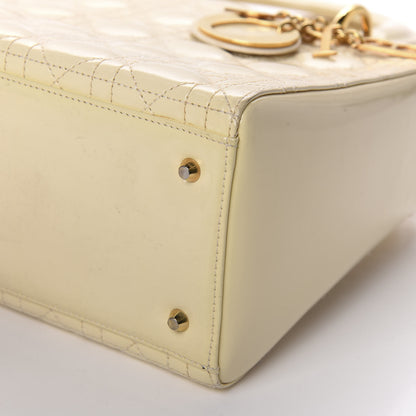 Christian Dior Patent Cannage Medium Lady Dior Ivory 8 of 14