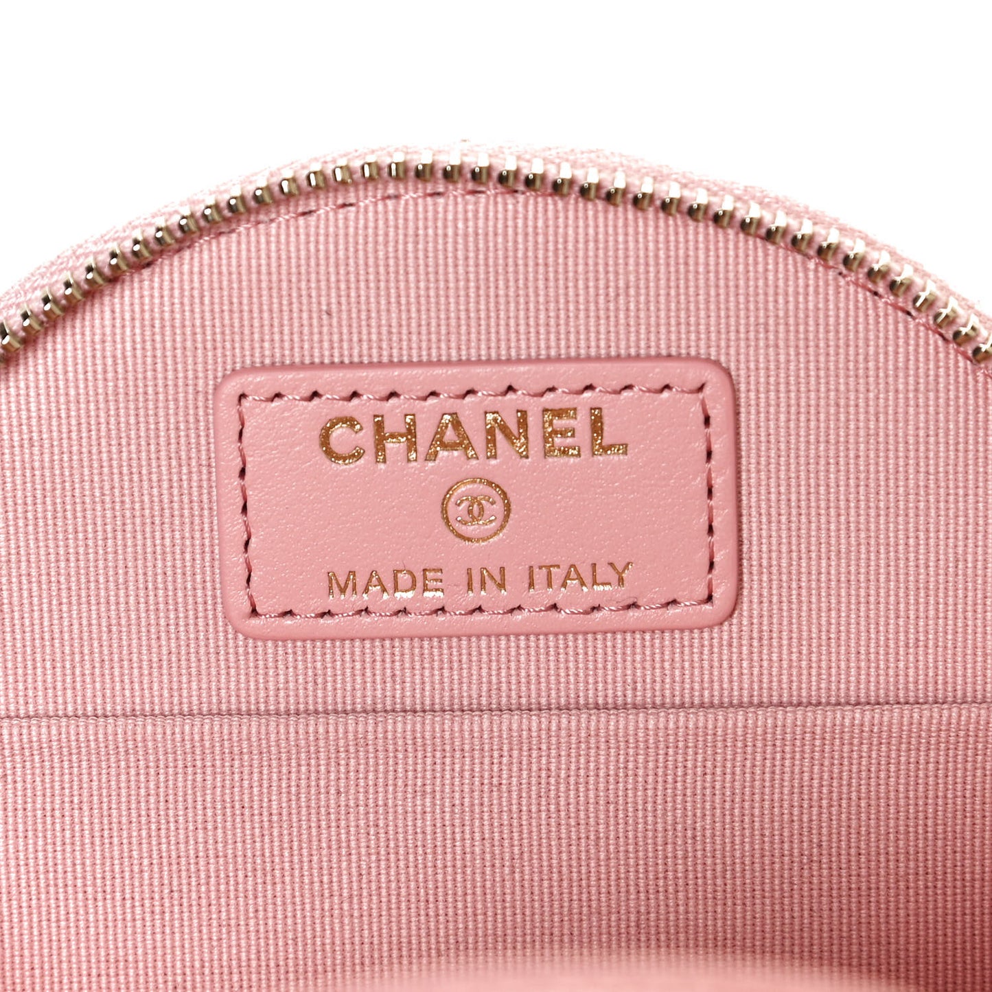 Caviar Quilted Round Handle With Care Vanity With Chain Pink