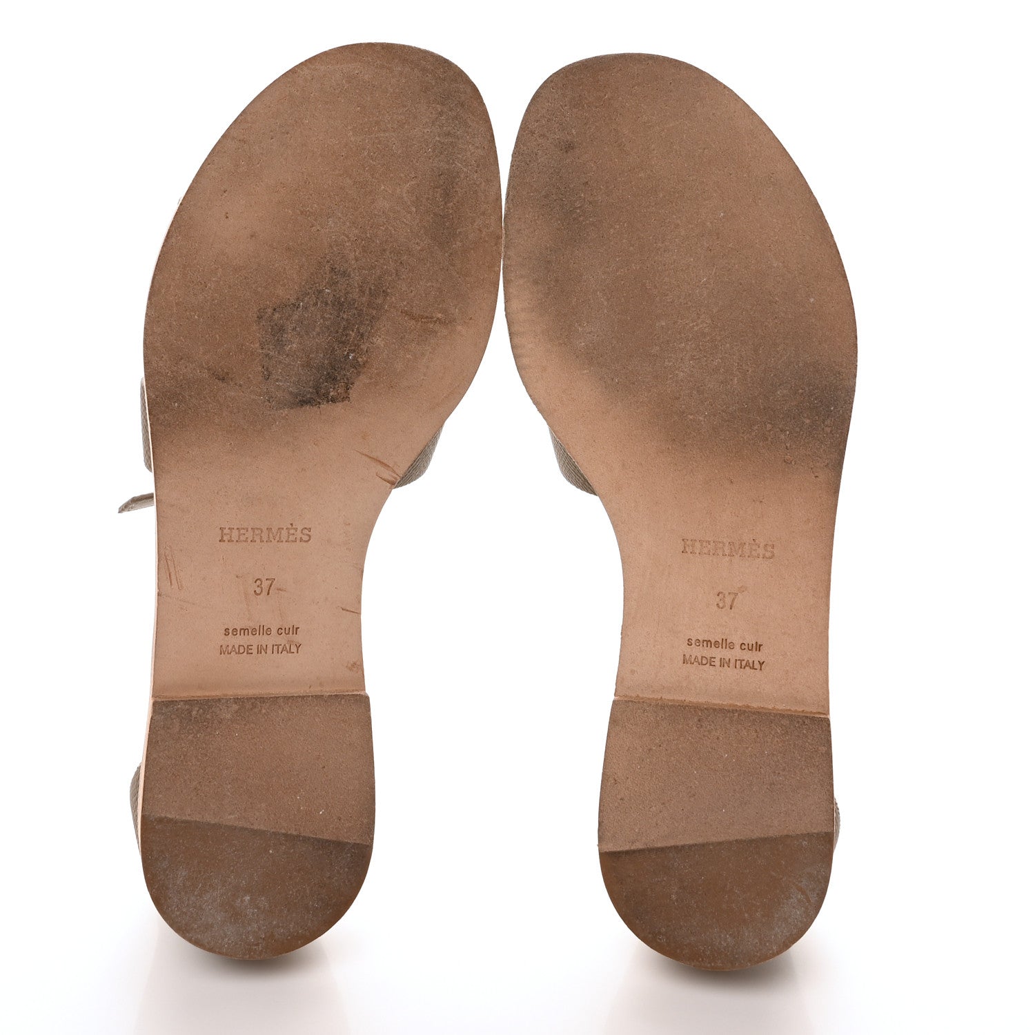 Hermes Epsom Santorini Sandals 37 Etoupe 6 of 9