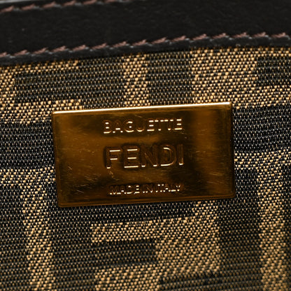 Fendi Fabric Jacquard FF 1974 Medium Baguette Tobacco Moro Black 6 of 12