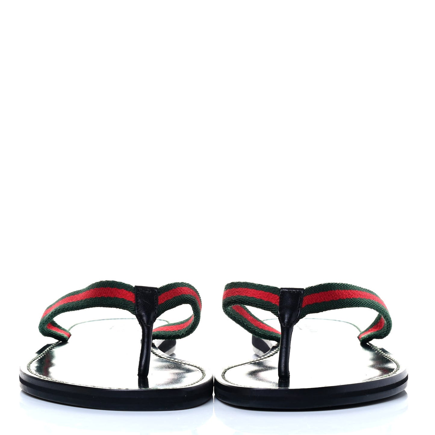 Nylon Calfskin Web Womens Thong Sandals 39.5 Green Red Black