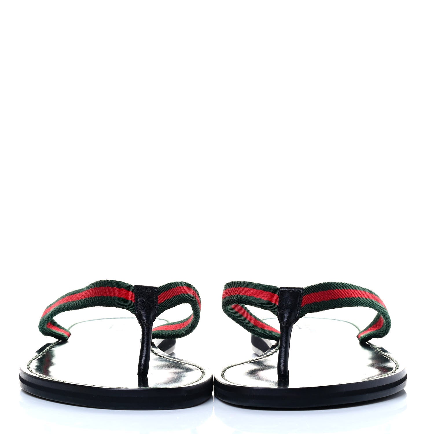 Gucci Nylon Calfskin Web Womens Thong Sandals 39.5 Green Red Black 2 of 6