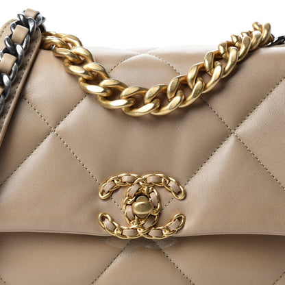 Chanel Lambskin Quilted Medium Chanel 19 Flap Dark Beige 10 of 11