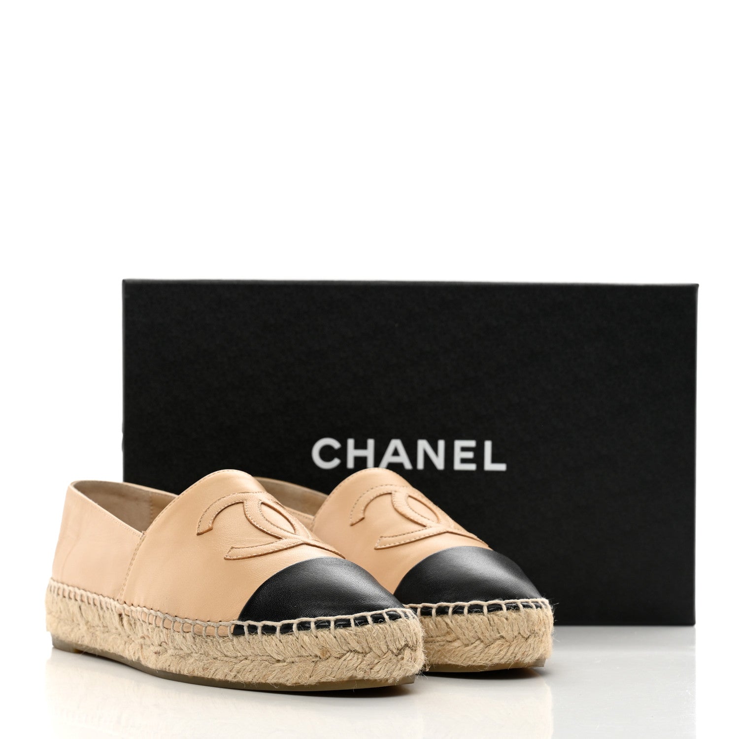 Chanel Lambskin CC Espadrilles 36 Beige Black 9 of 9