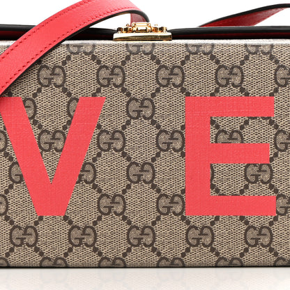 Gucci GG Supreme Monogram Moon Calfskin Love Valentines Day Padlock Case Beige Ebony New Geranium 8 of 12