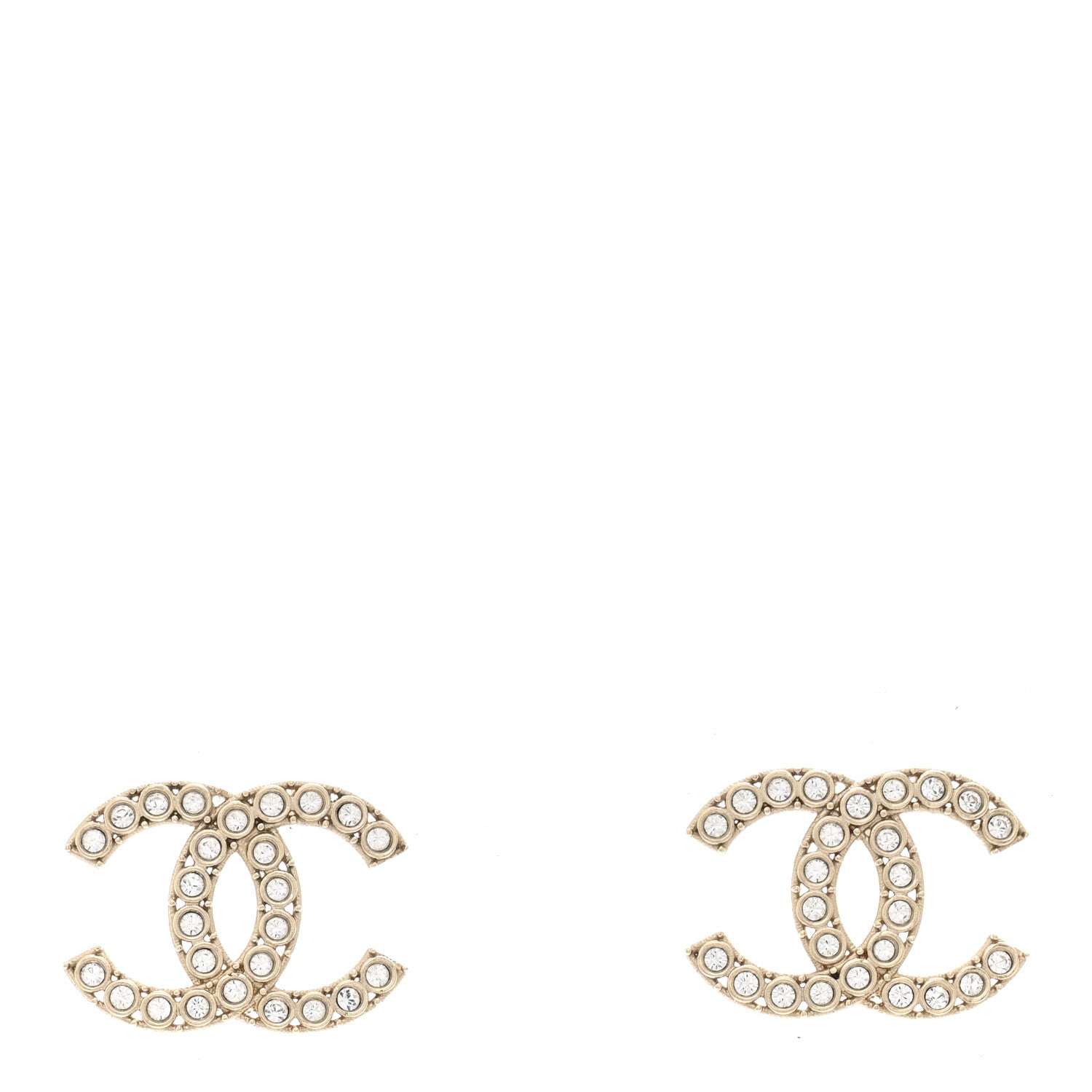 Chanel Crystal CC Earrings Light Gold 1 of 5