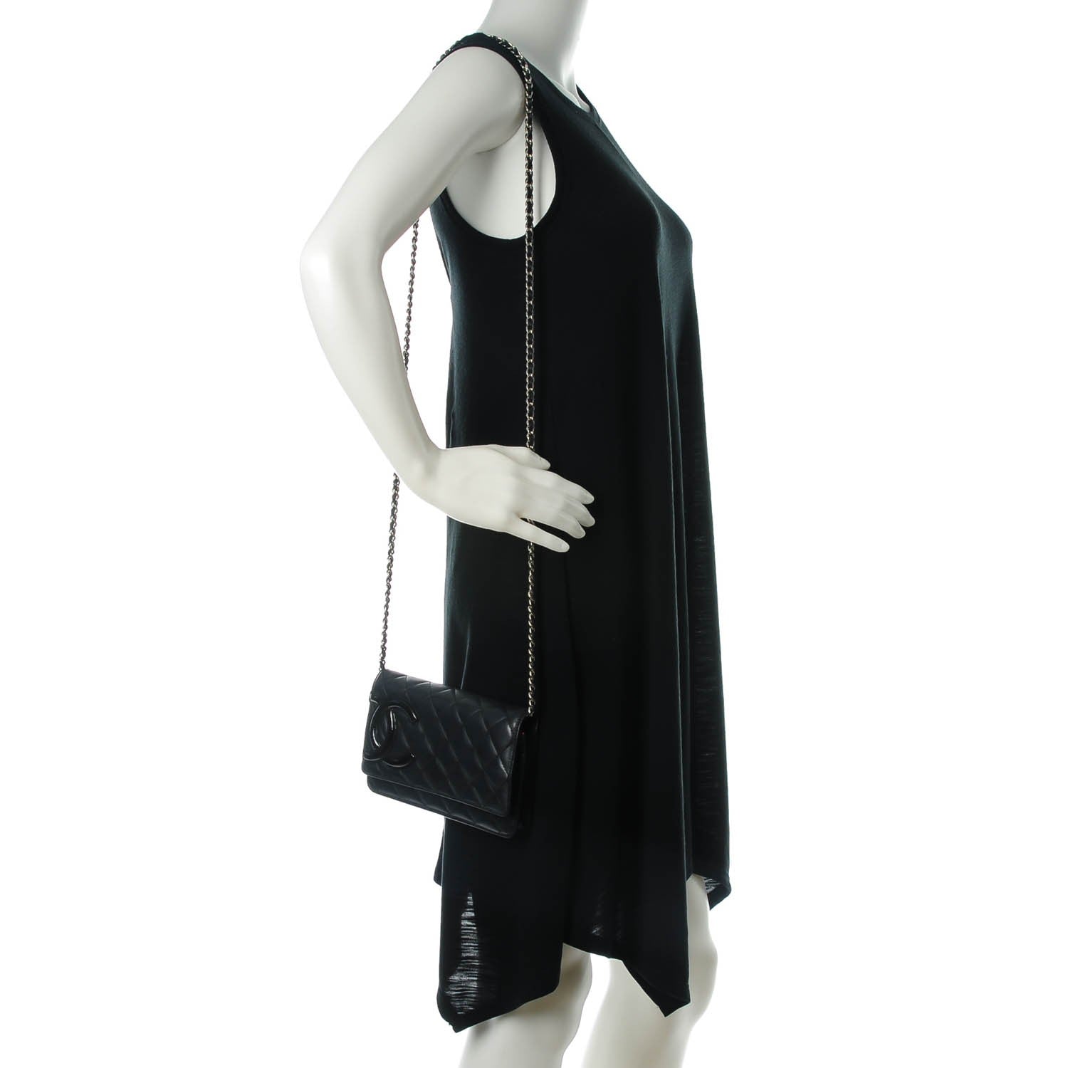Chanel Calfskin Quilted Cambon Wallet On Chain WOC Black 2 of 9