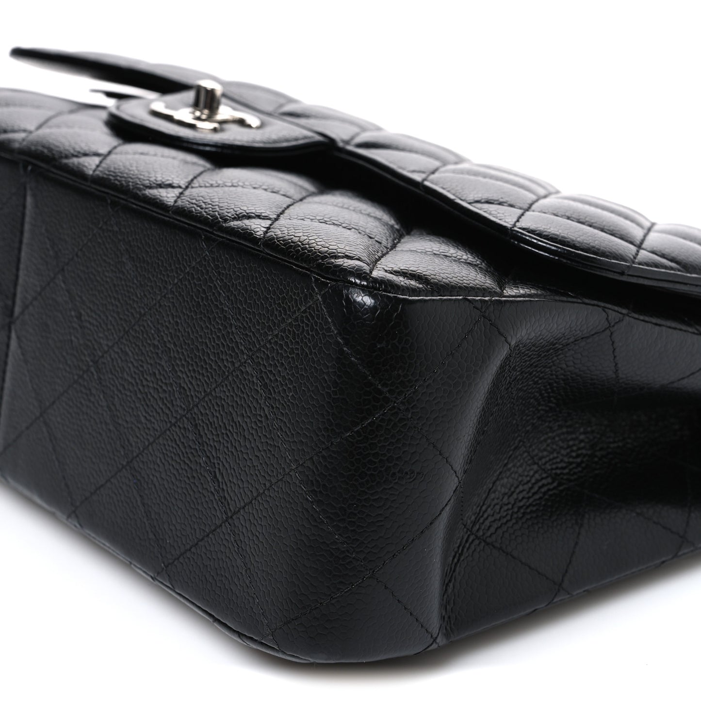 Caviar Quilted Jumbo Double Flap Black