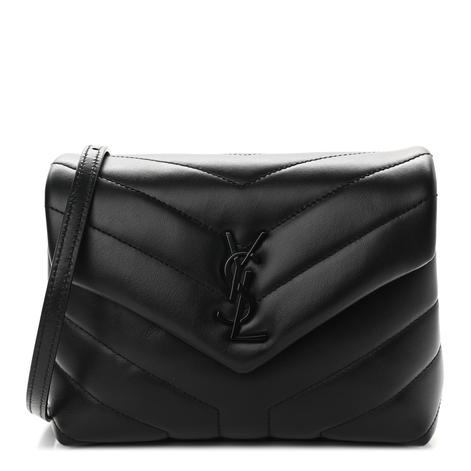 Saint Laurent Calfskin Y Quilted Monogram Toy Loulou Crossbody Bag Black 1 of 10