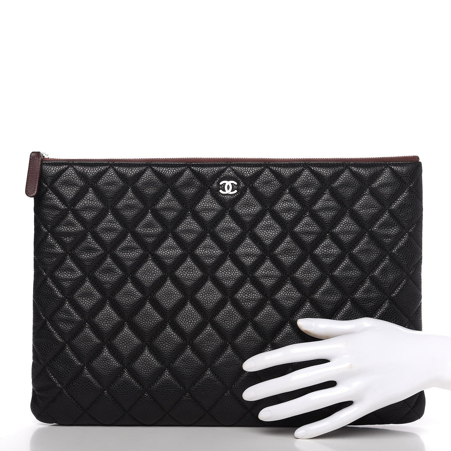 Caviar Quilted Large Cosmetic Case Black