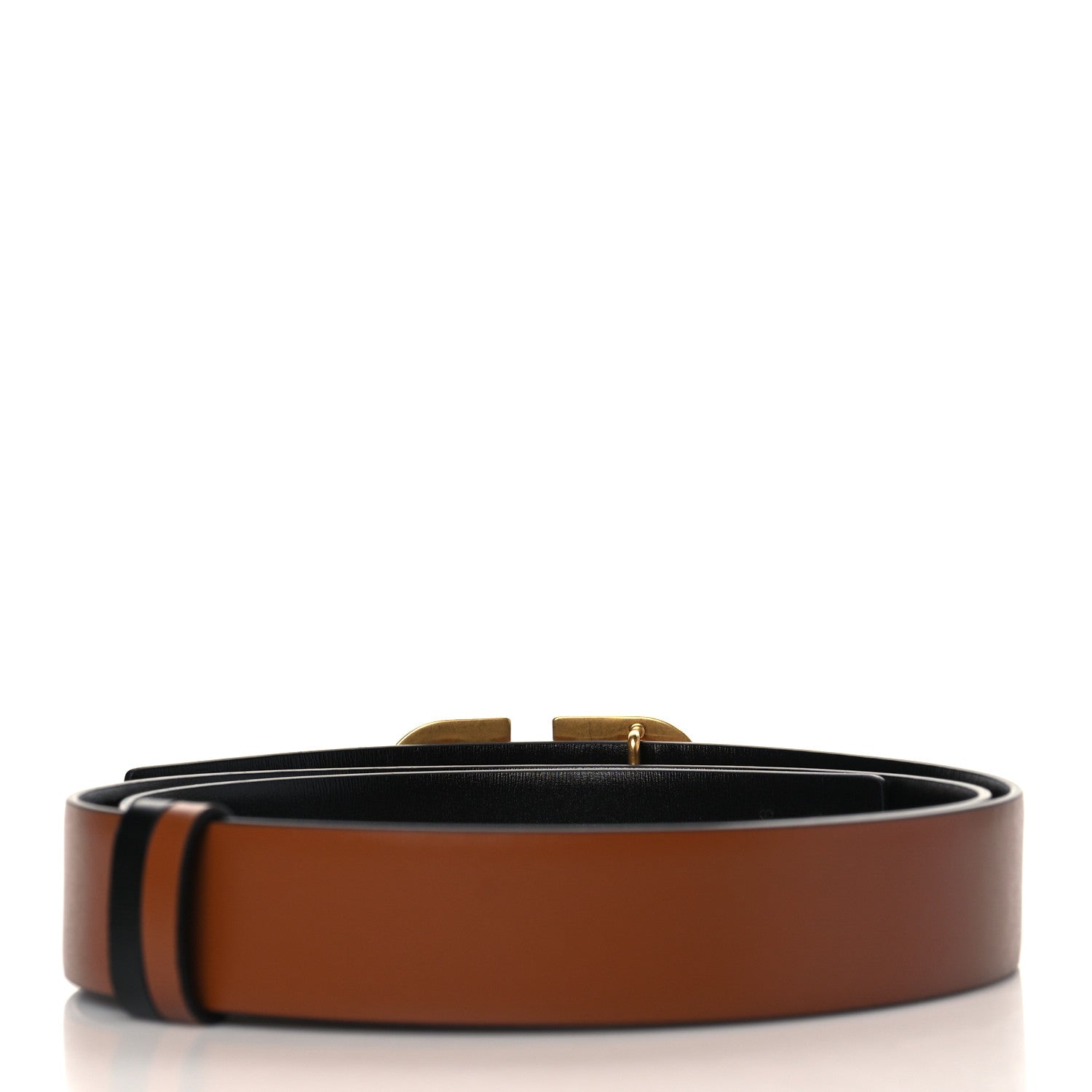 Valentino Garavani Glossy Calfskin VLogo Reversible 30mm Belt 95 38 Saddle Brown Black 3 of 7