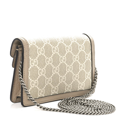Gucci GG Supreme Monogram Textured Dollar Calfskin Super Mini Dionysus Shoulder Bag Beige Mystic White Oatmeal 3 of 10
