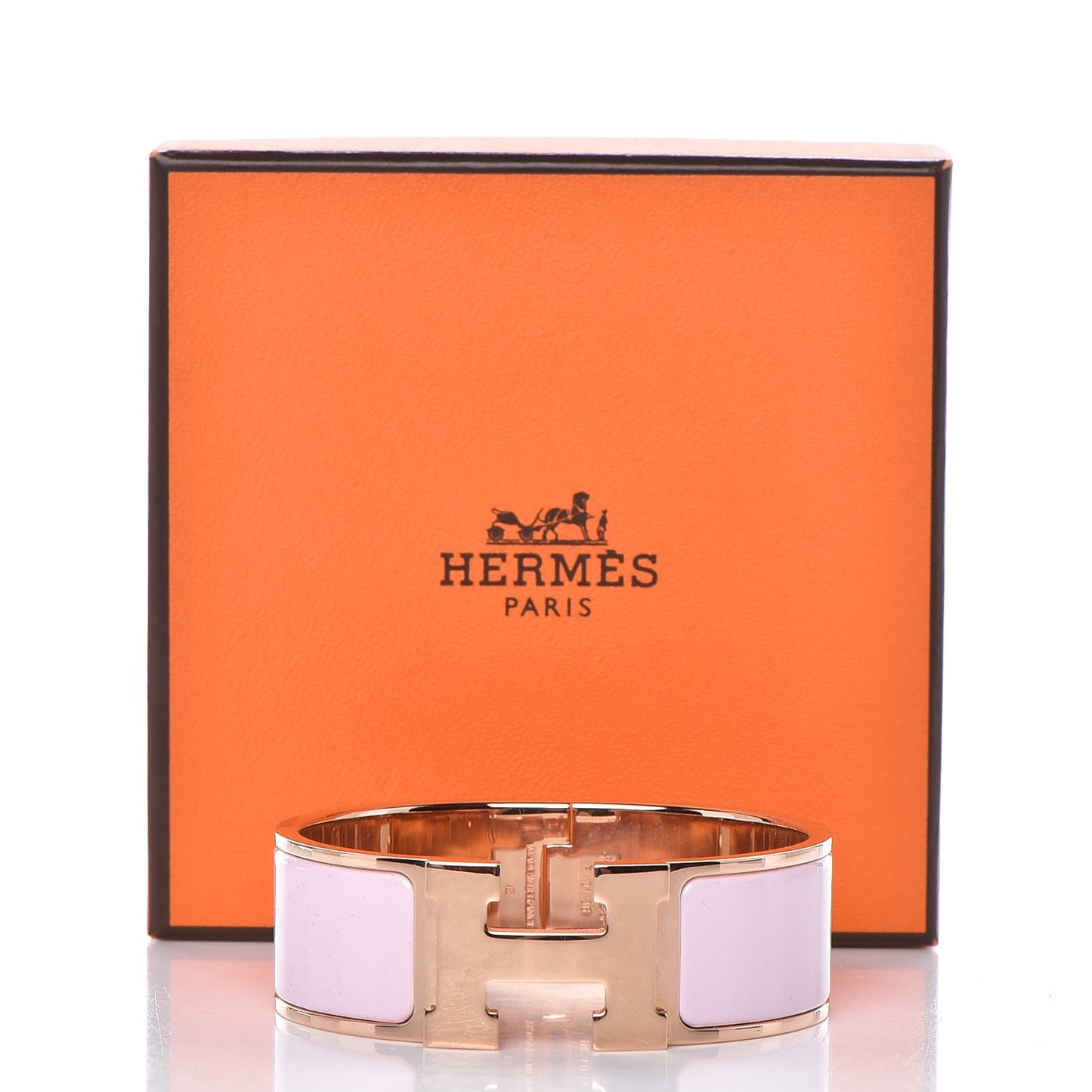 Enamel Wide Clic Clac H Bracelet PM Rose Dragee
