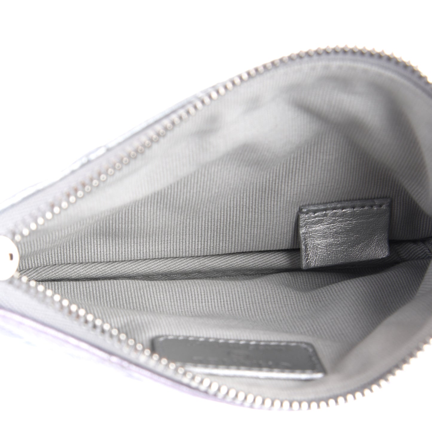 Gradient Metallic Calfskin Quilted Small Cosmetic Pouch Silver Blue Yellow Purple