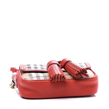Burberry Haymarket Check Mini Tassel Crossbody Bag Red 3 of 8