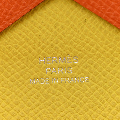 Hermes Epsom Calvi Duo Card Case Orange Lime 6 of 9