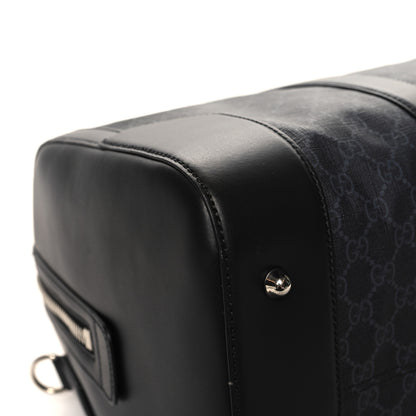 Gucci Soft GG Supreme Monogram Appia Calfskin Web Medium Carry On Duffle Bag Black Grey 9 of 10