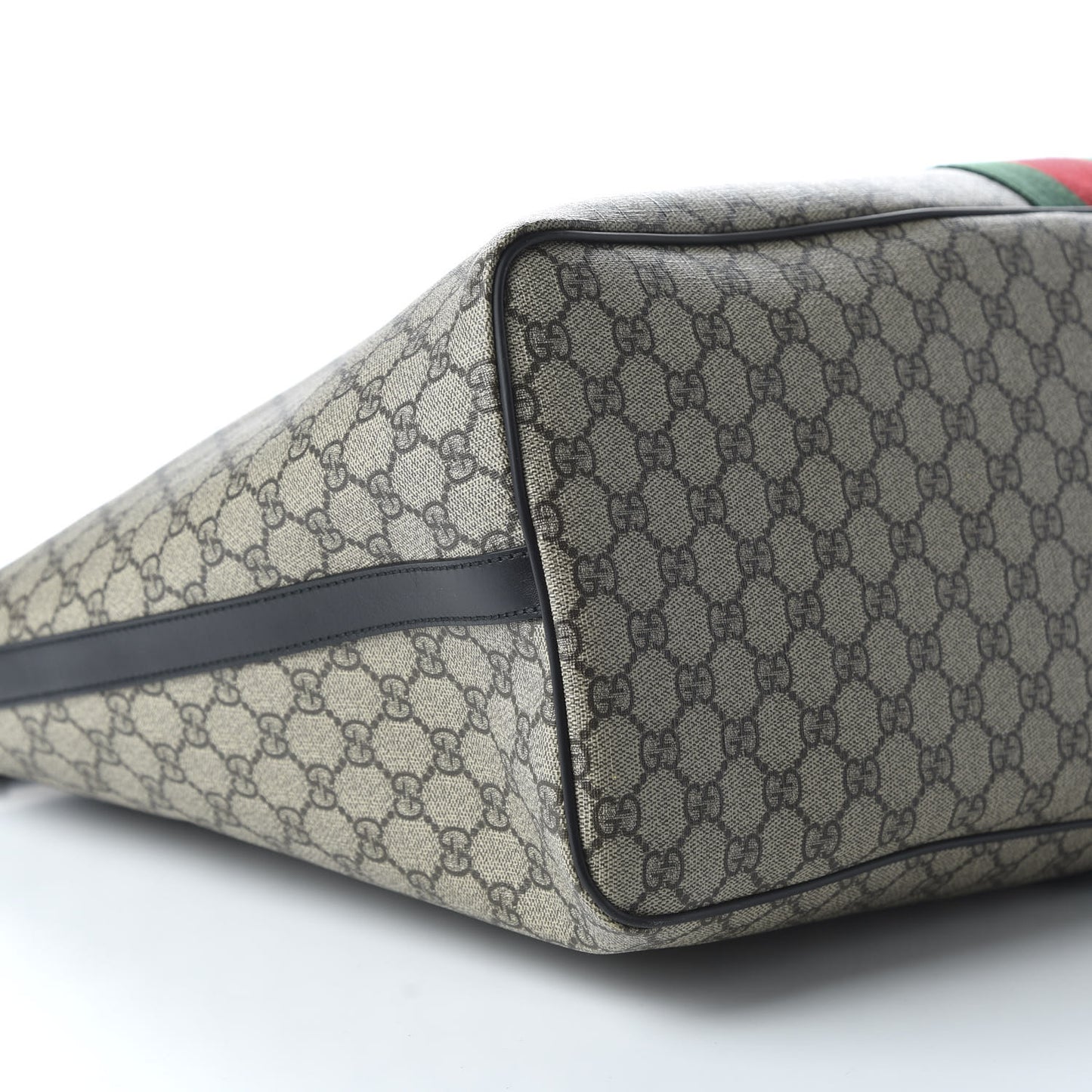 GG Supreme Monogram Web Large Zippered Tote Beige Black