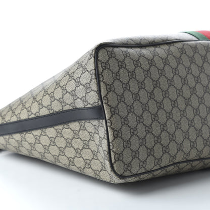 Gucci GG Supreme Monogram Web Large Zippered Tote Beige Black 6 of 10