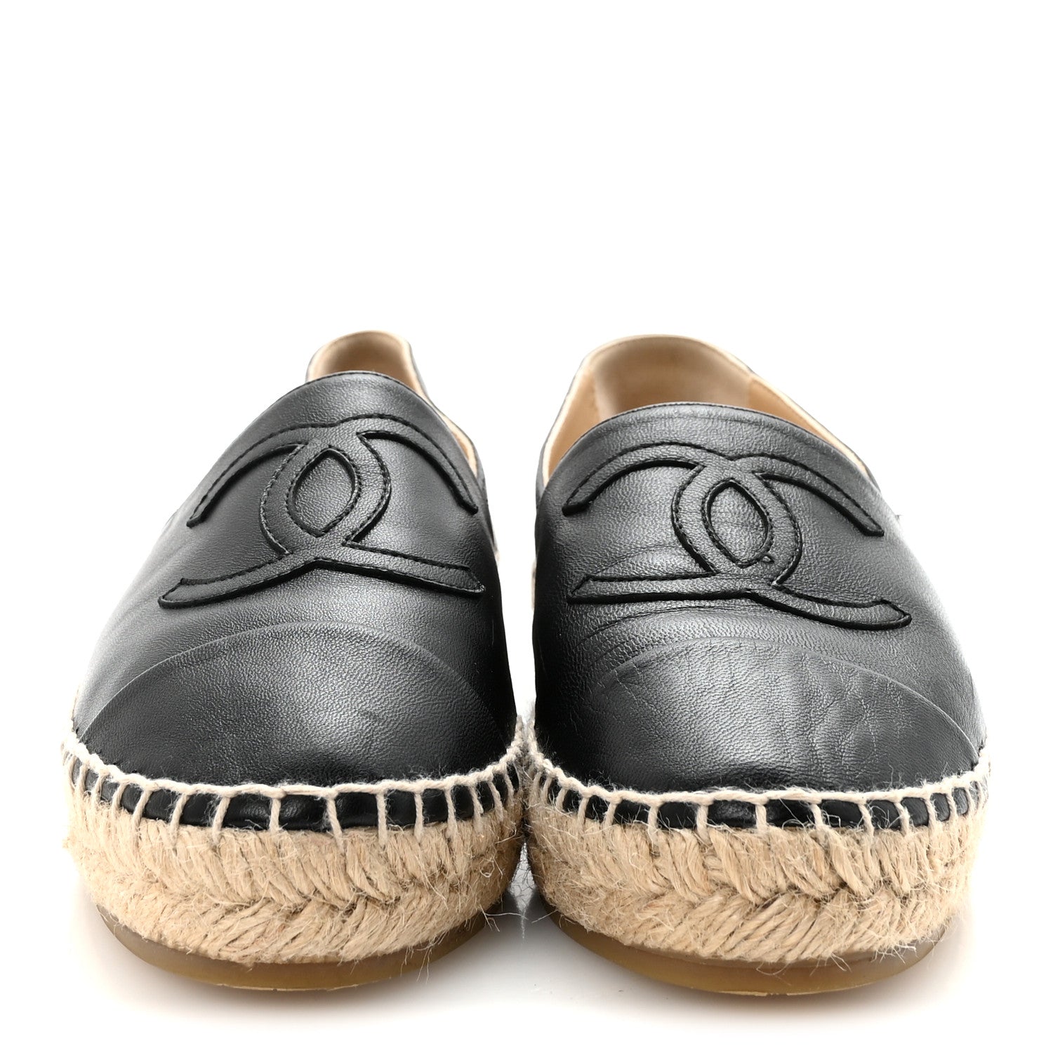 Chanel Lambskin CC Espadrilles 38 Black 3 of 9