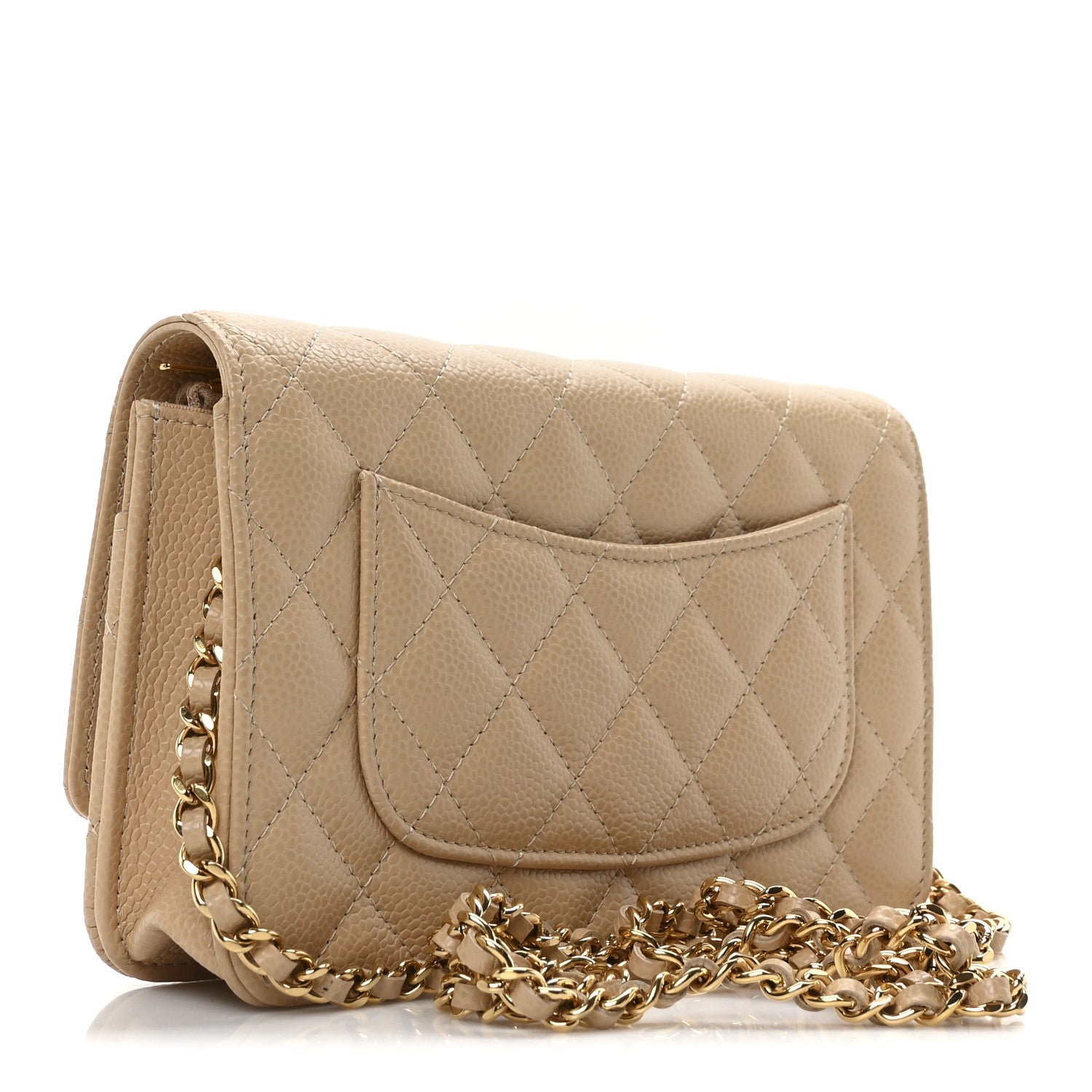 Chanel Caviar Quilted Wallet on Chain WOC Beige 3 of 12