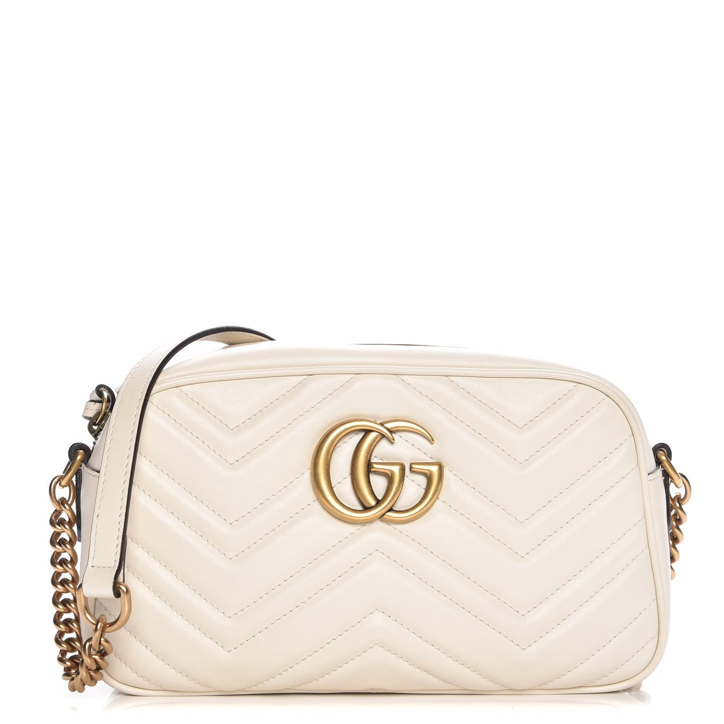 Calfskin Matelasse Small GG Marmont Chain Shoulder Bag White