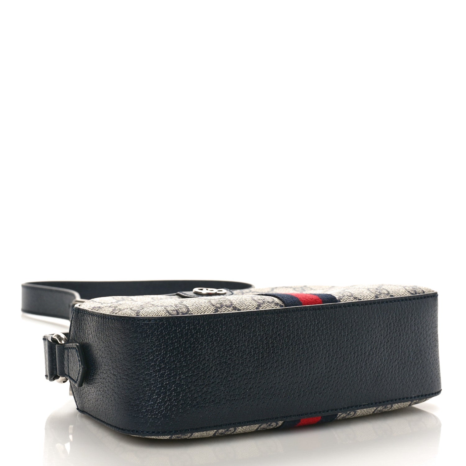 Gucci GG Supreme Monogram Textured Dollar Calfskin Web Small Ophidia Camera Bag Beige Blue 4 of 8