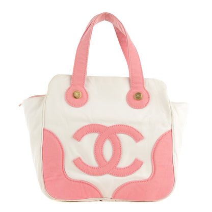 Chanel Canvas CC Handbag White Pink 1 of 7