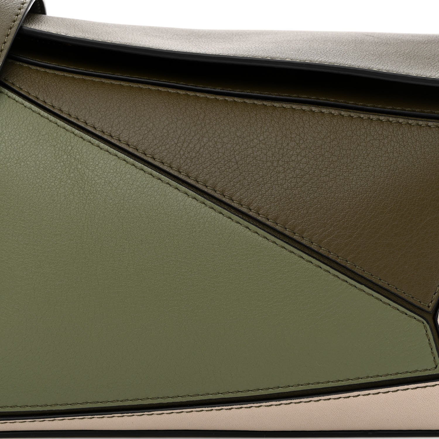 Loewe Grained Calfskin Small Puzzle Bag Autumn Green Light Oat 7 of 9