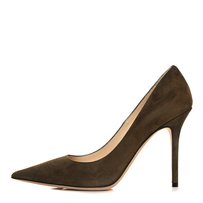 Jimmy Choo Suede Abel Pumps 38 Olive 1 of 9