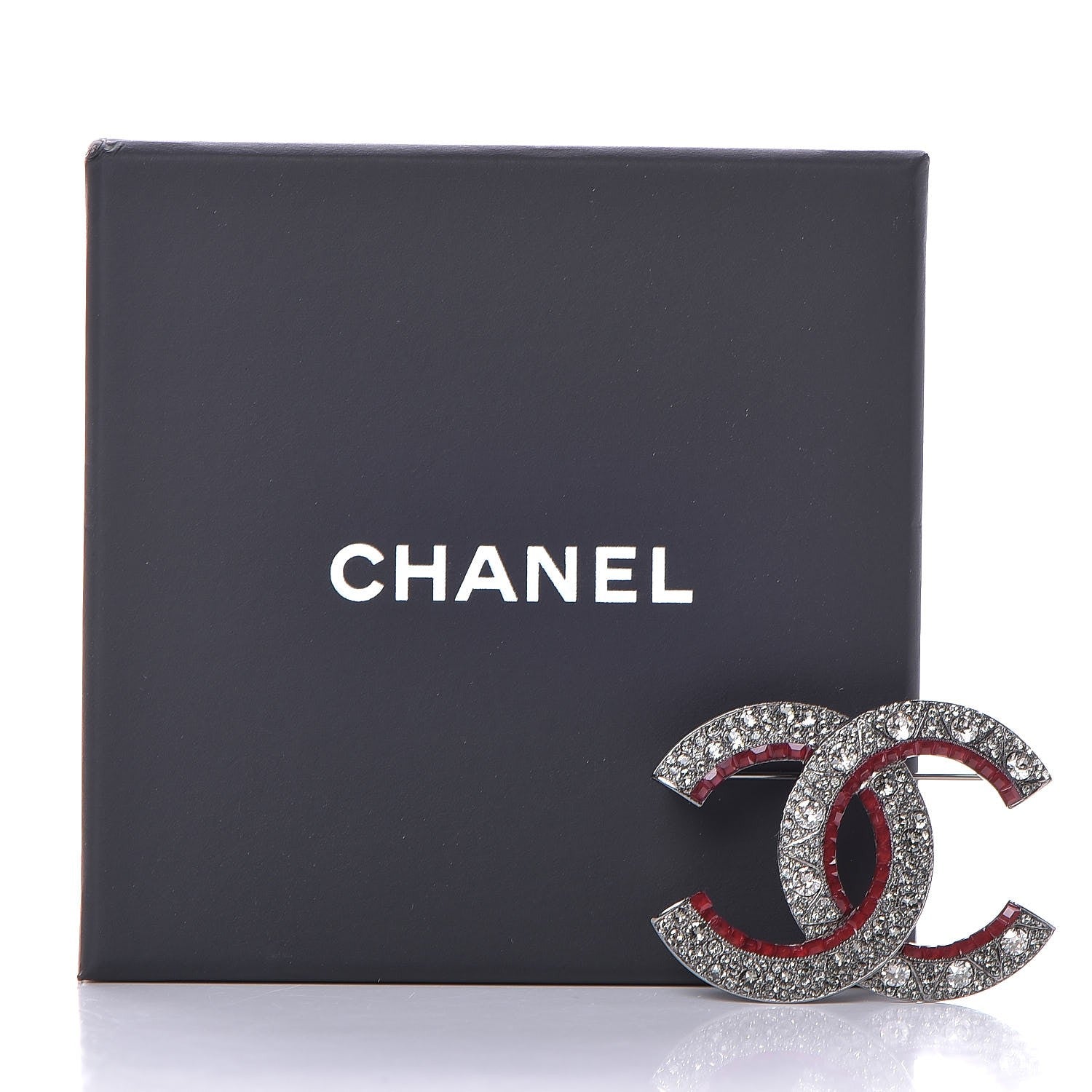Chanel Ruthenium Crystal CC Brooch Red 5 of 5