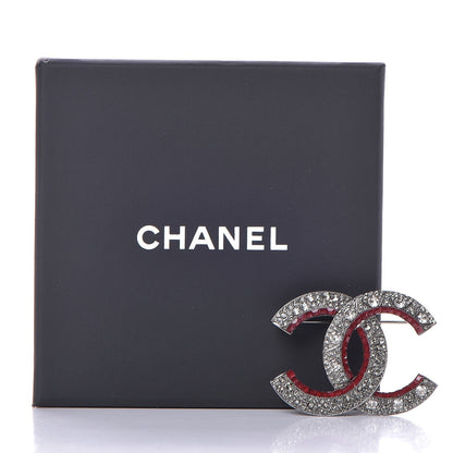 Chanel Ruthenium Crystal CC Brooch Red 5 of 5