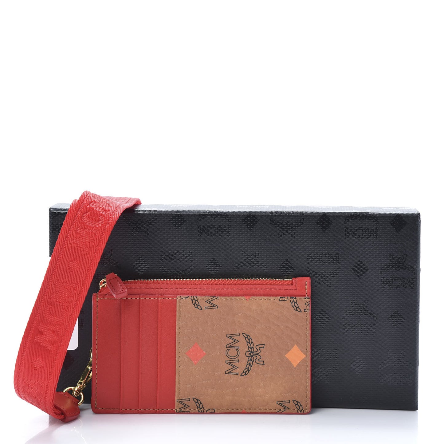 Skyoptic Visetos Spectrum Diamond Neck Strap Card Case Holder Cognac