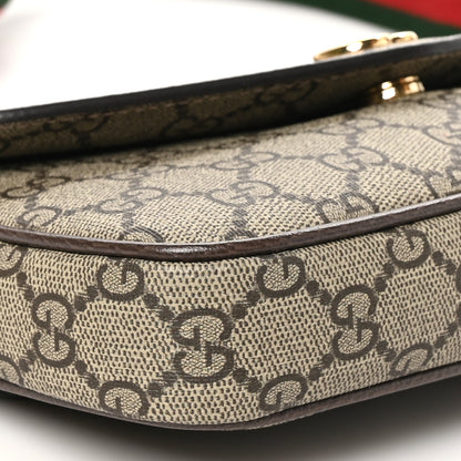 Gucci GG Supreme Monogram Textured Dollar Calfskin Web Mini Ophidia Envelope Shoulder Bag Beige Ebony New Acero 9 of 11