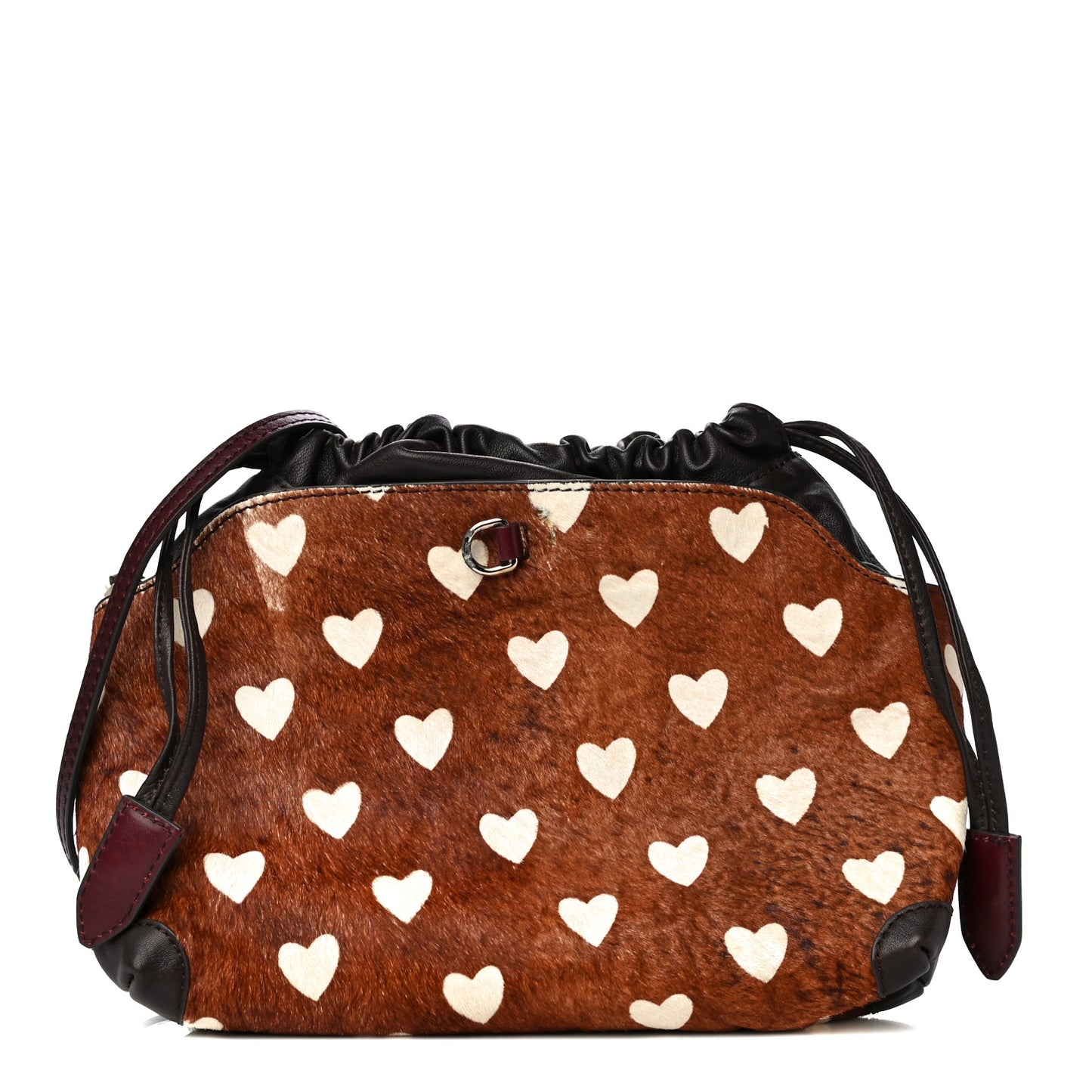 Calf Hair Heart Print Little Crush Dark Camel Black