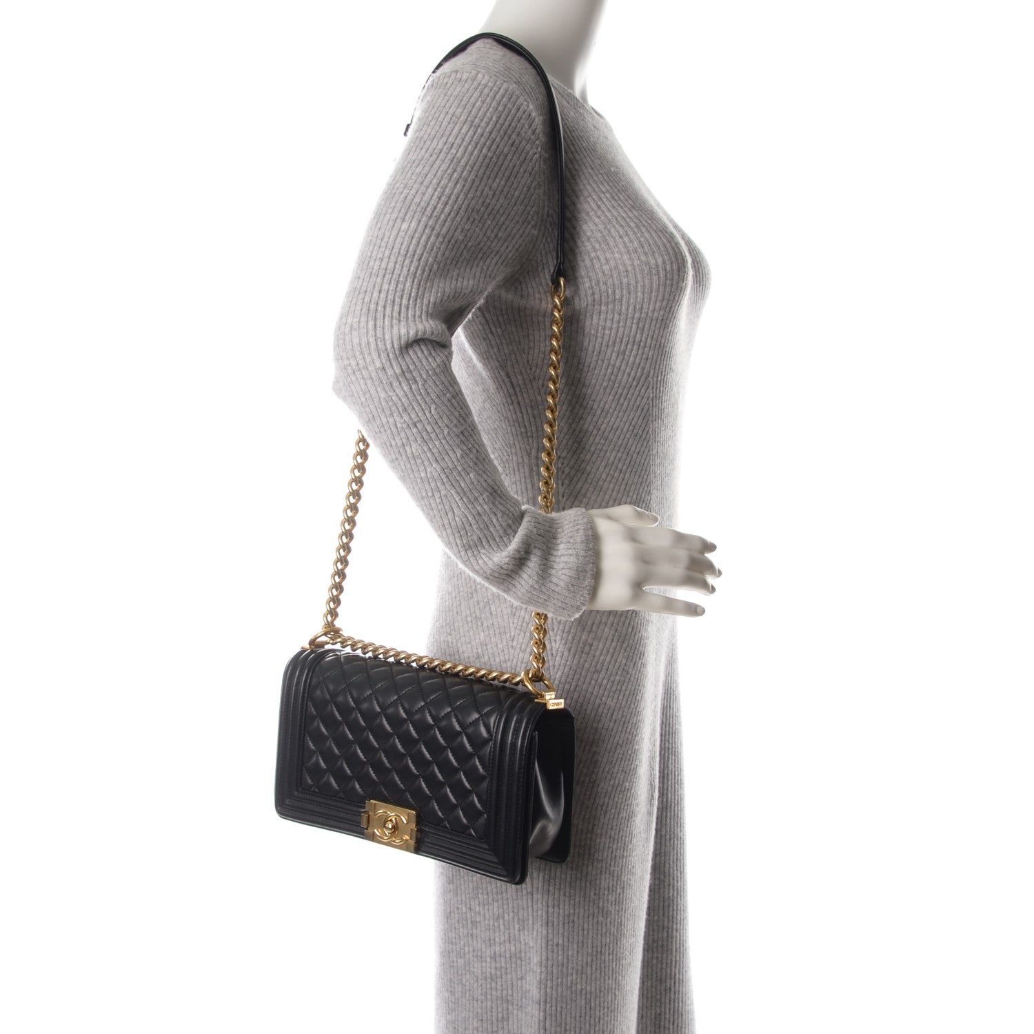 Chanel Lambskin Quilted Medium Boy Flap Black 2 of 7