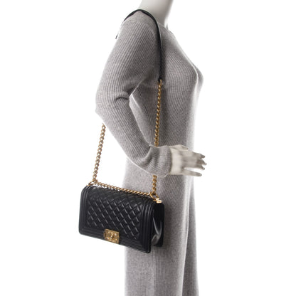 Chanel Lambskin Quilted Medium Boy Flap Black 2 of 7