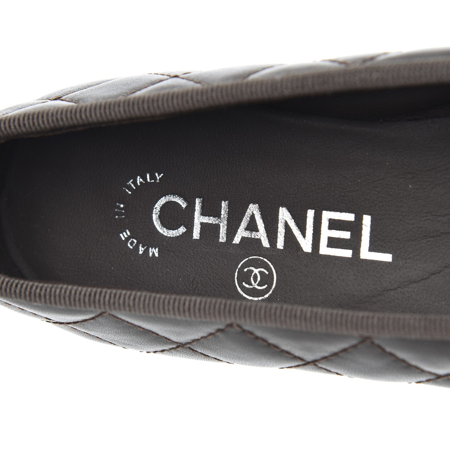 Lambskin Quilted Cap Toe Ballerina Flats 36.5 Dark Brown