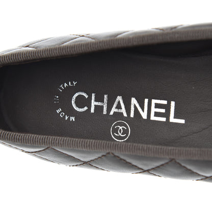 Chanel Lambskin Quilted Cap Toe Ballerina Flats 36.5 Dark Brown 6 of 14