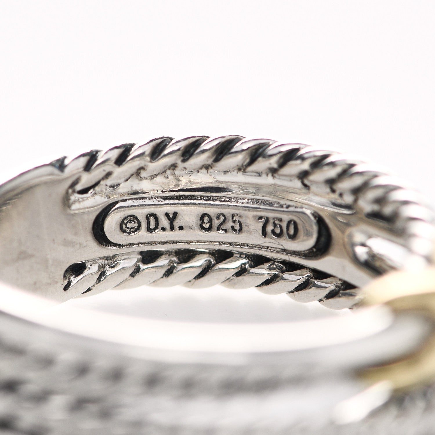 David Yurman Sterling Silver 18K Yellow Gold 6mm X Crossover Ring 53 6.25 4 of 5