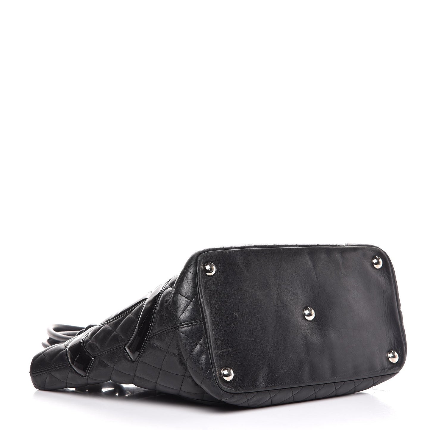 Calfskin Quilted Large Cambon Tote Black