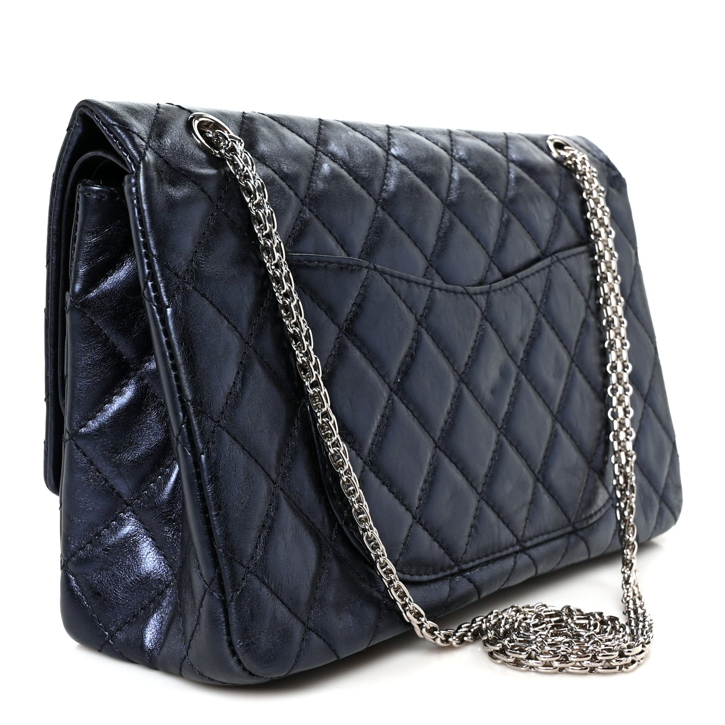 Metallic Aged Calfskin Quilted 2.55 Reissue 227 Flap Blue